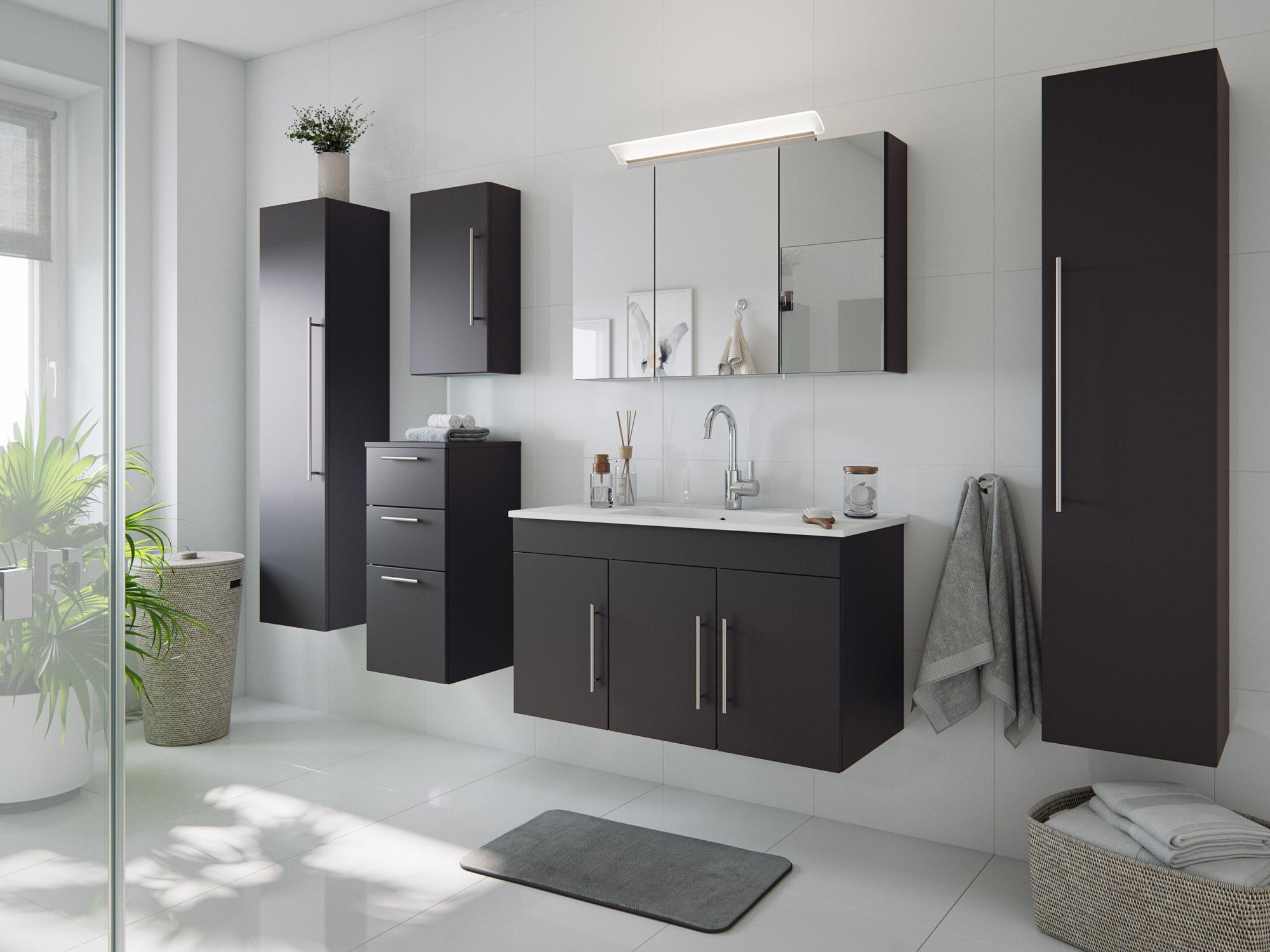 Ensemble de meuble de salle de bain VENEZIA 100 (6 Pièces) anthracite