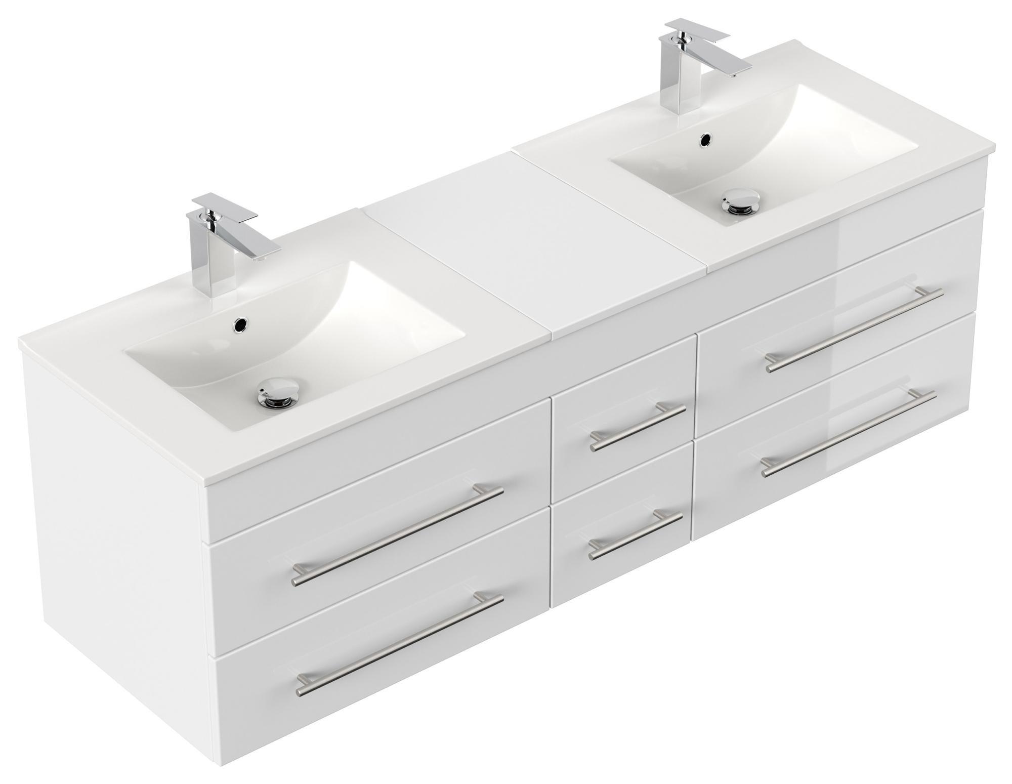 Meuble salle de bain double vasque ROMA XL SoftClose blanc brillant