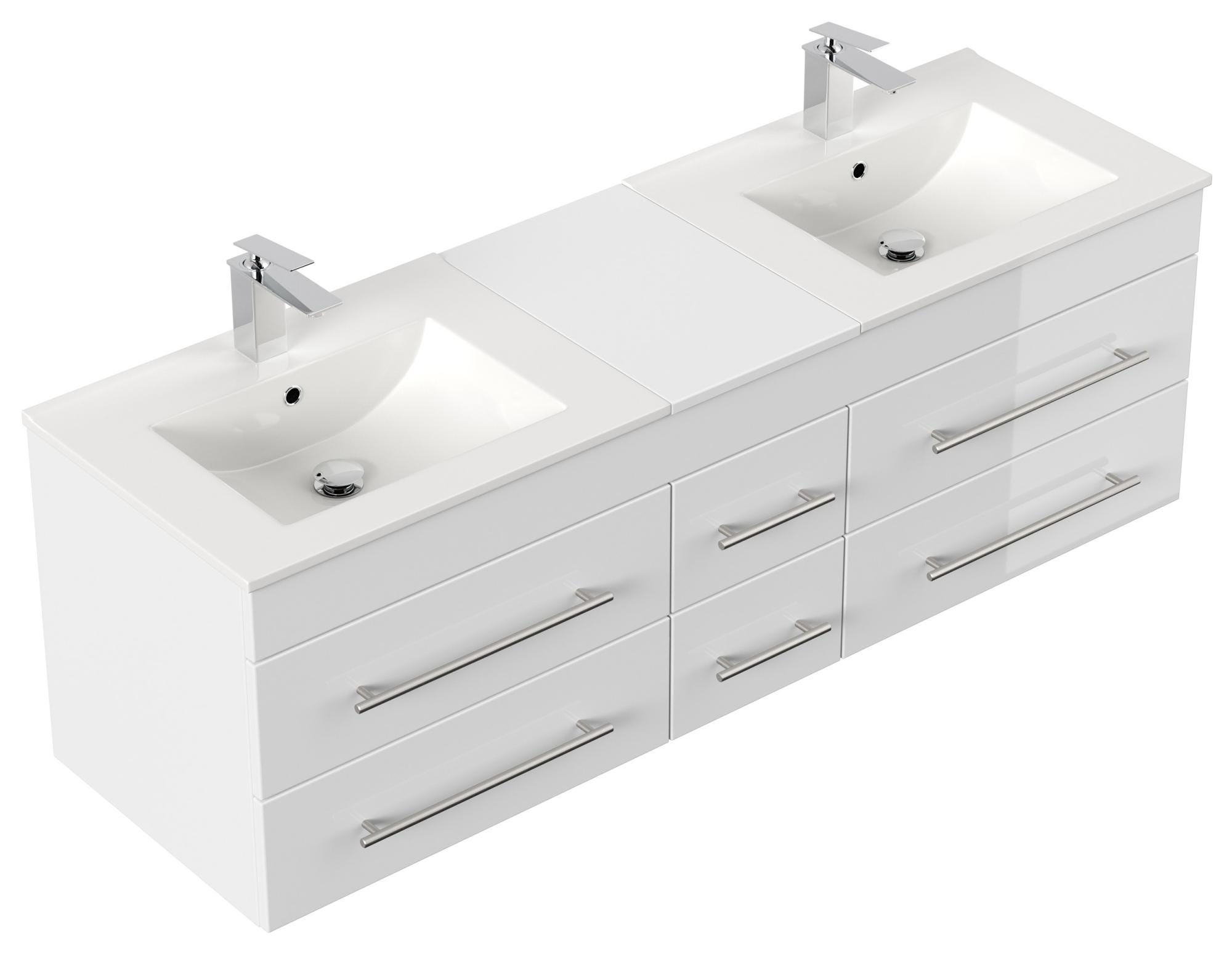Meuble salle de bain double vasque ROMA XL SoftClose blanc brillant
