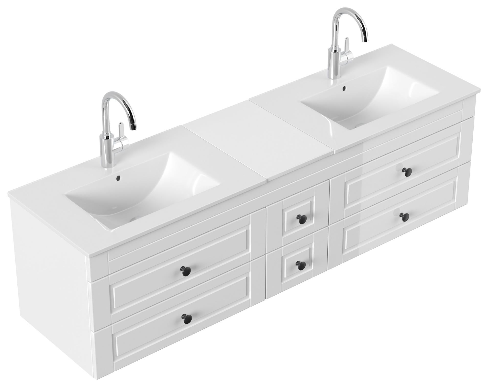 Meuble salle de bain MILANO XL Cottage double vasque SoftClose blanc