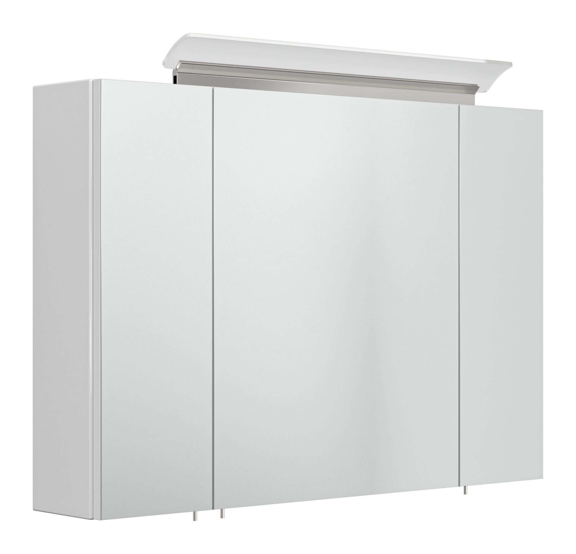 Armoire de toilette avec miroirs et Lampe LED acrylique 90cm en Blanc
