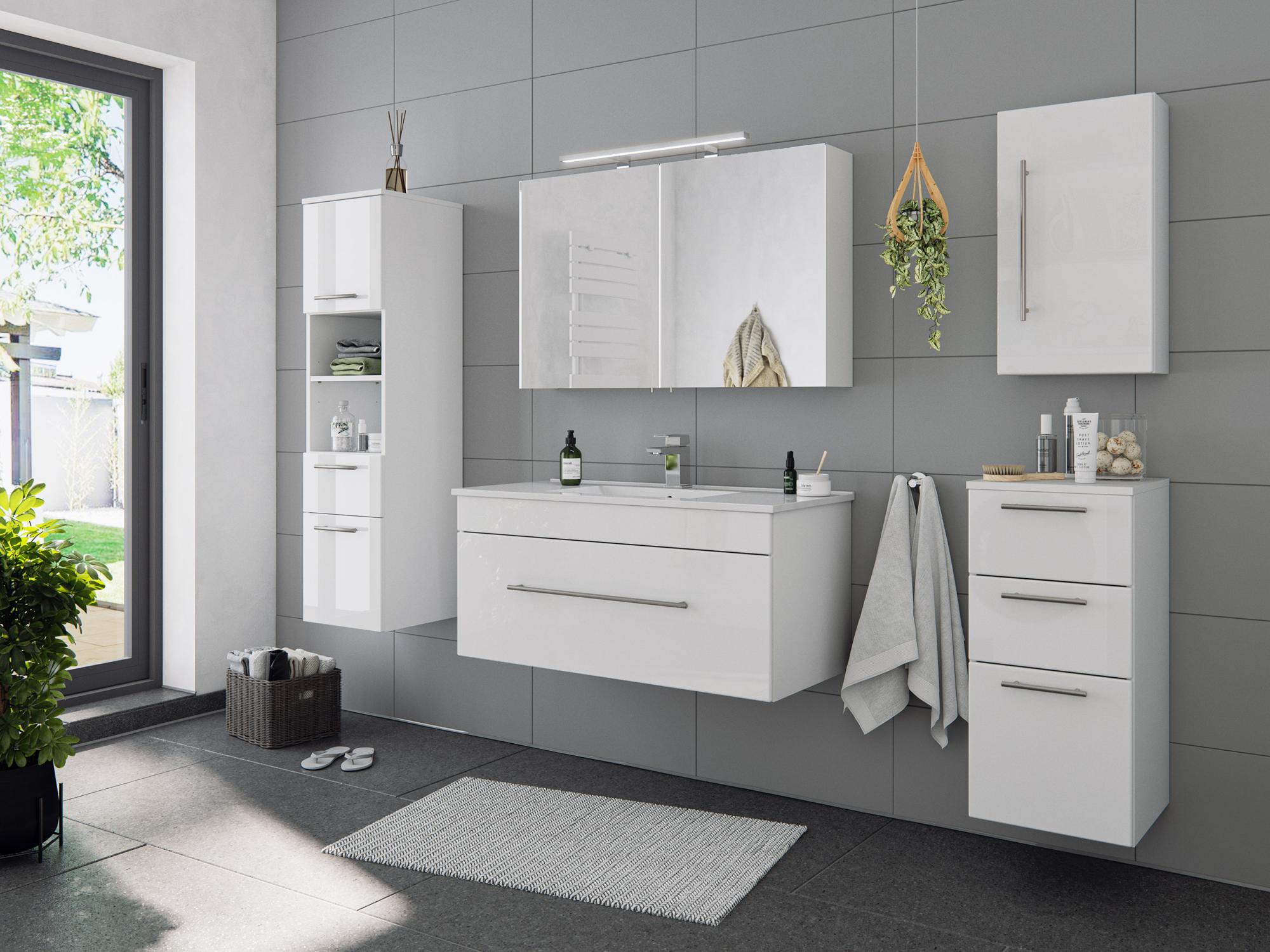 Ensemble de meuble de salle de bain SANTINI 100 (5 Pièces / B) blanc