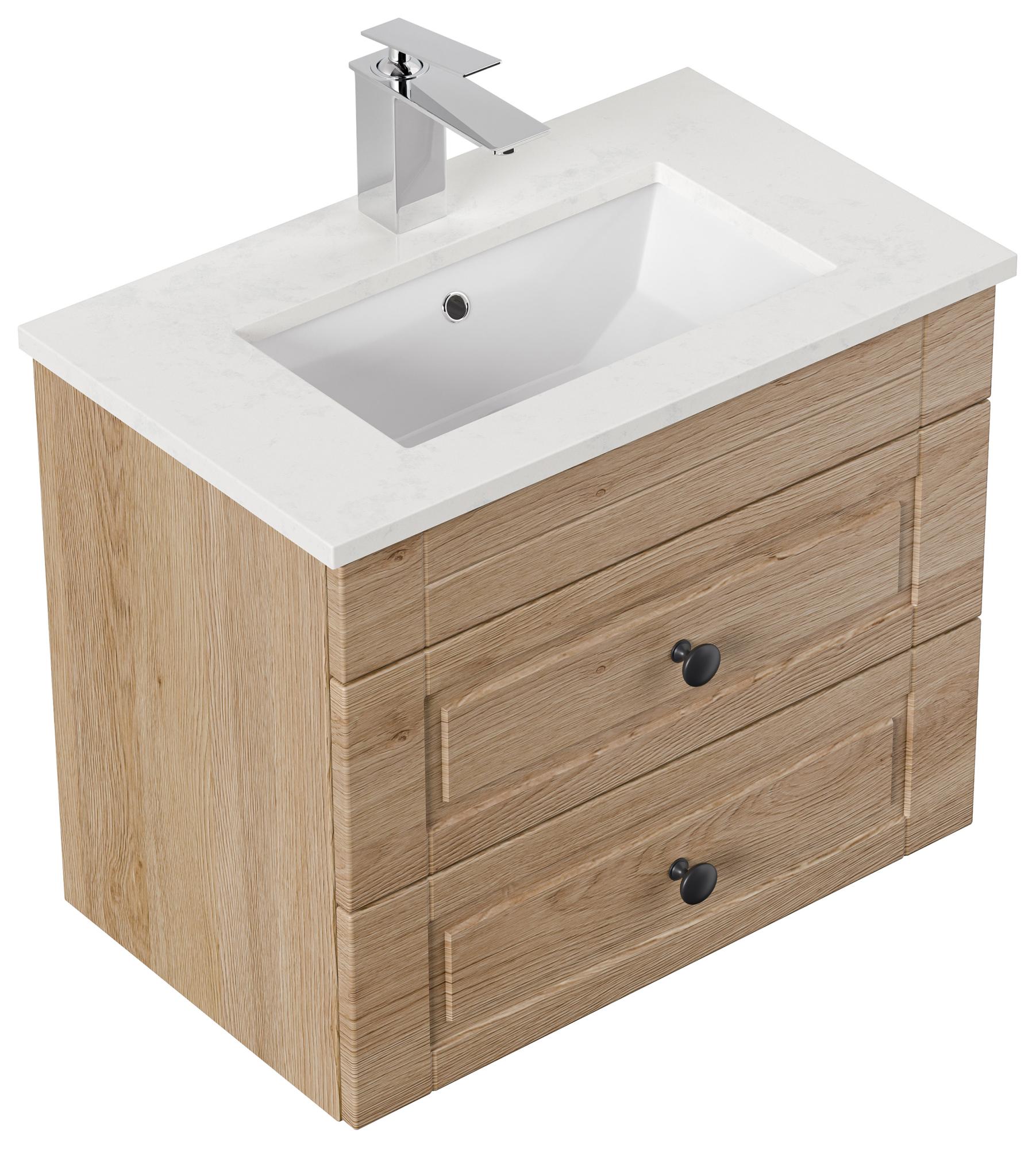 Meuble de salle de bain ETON 600 Cottage quartz Carrara meuble en chêne