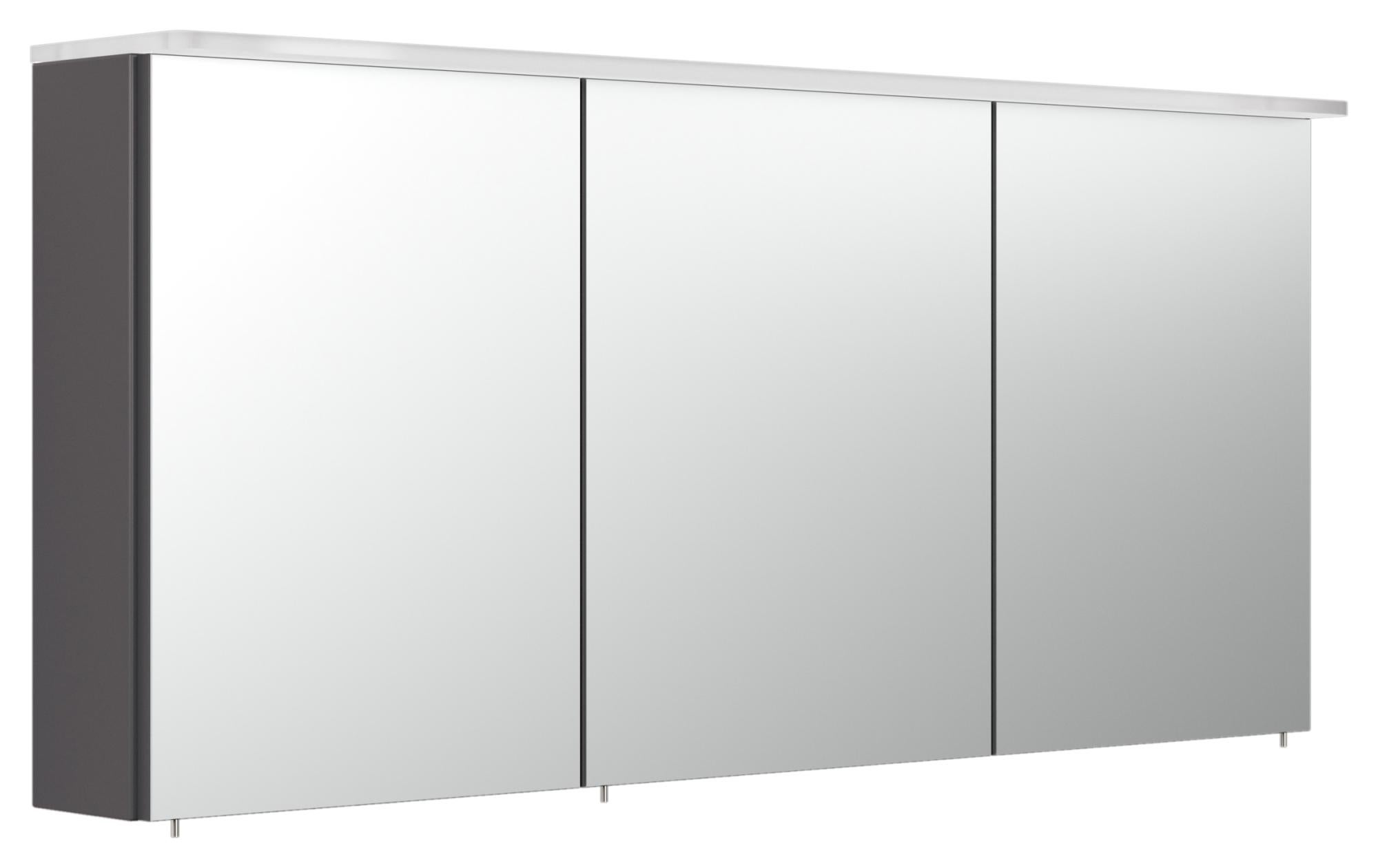 Armoire de toilette avec miroirs et Lampe acrylique 140cm Anthracite