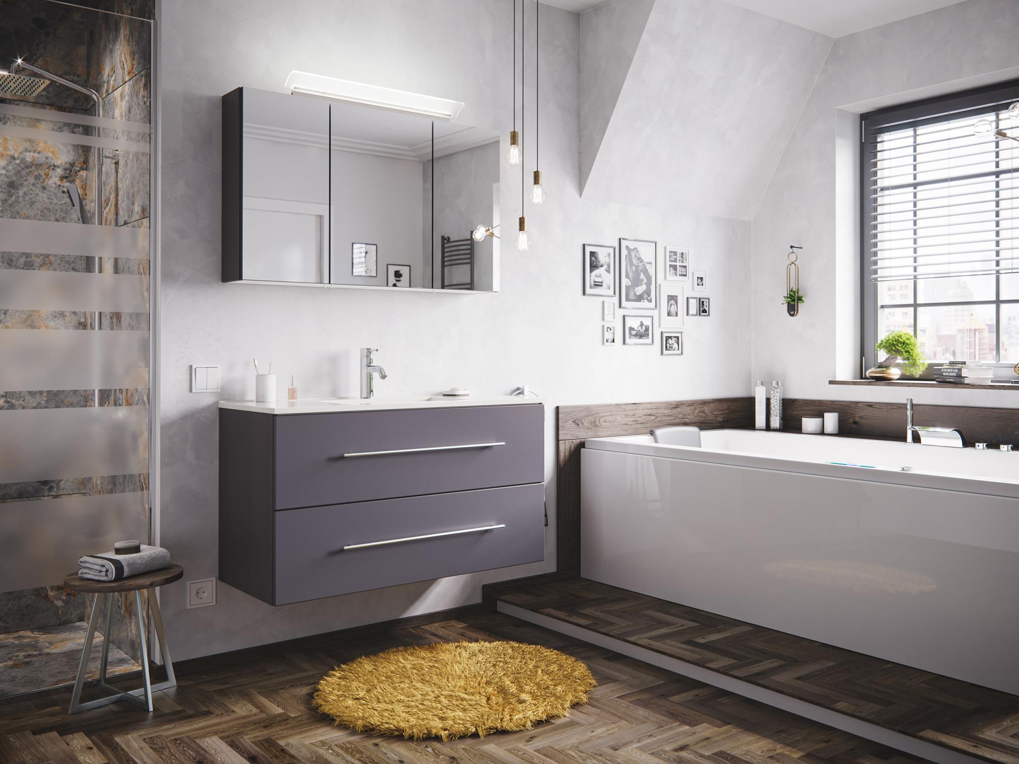 Ensemble de SDB FIRENZE 100 2 Pièces en anthracite avec armoire de