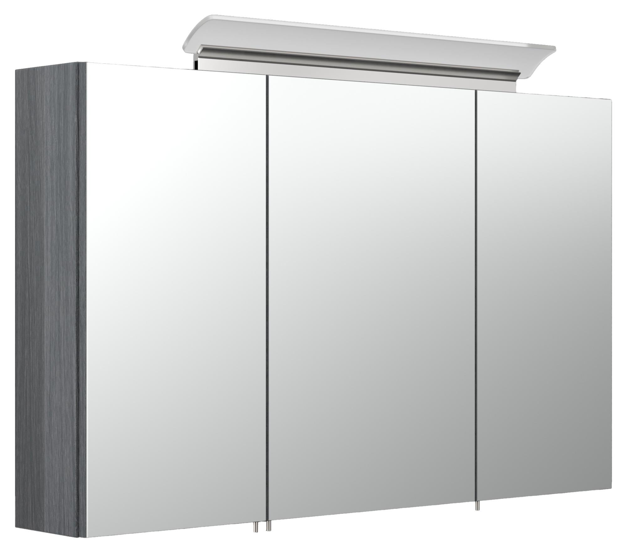 Armoire de toilette avec miroirs et Lampe LED acrylique 100cm Charbon
