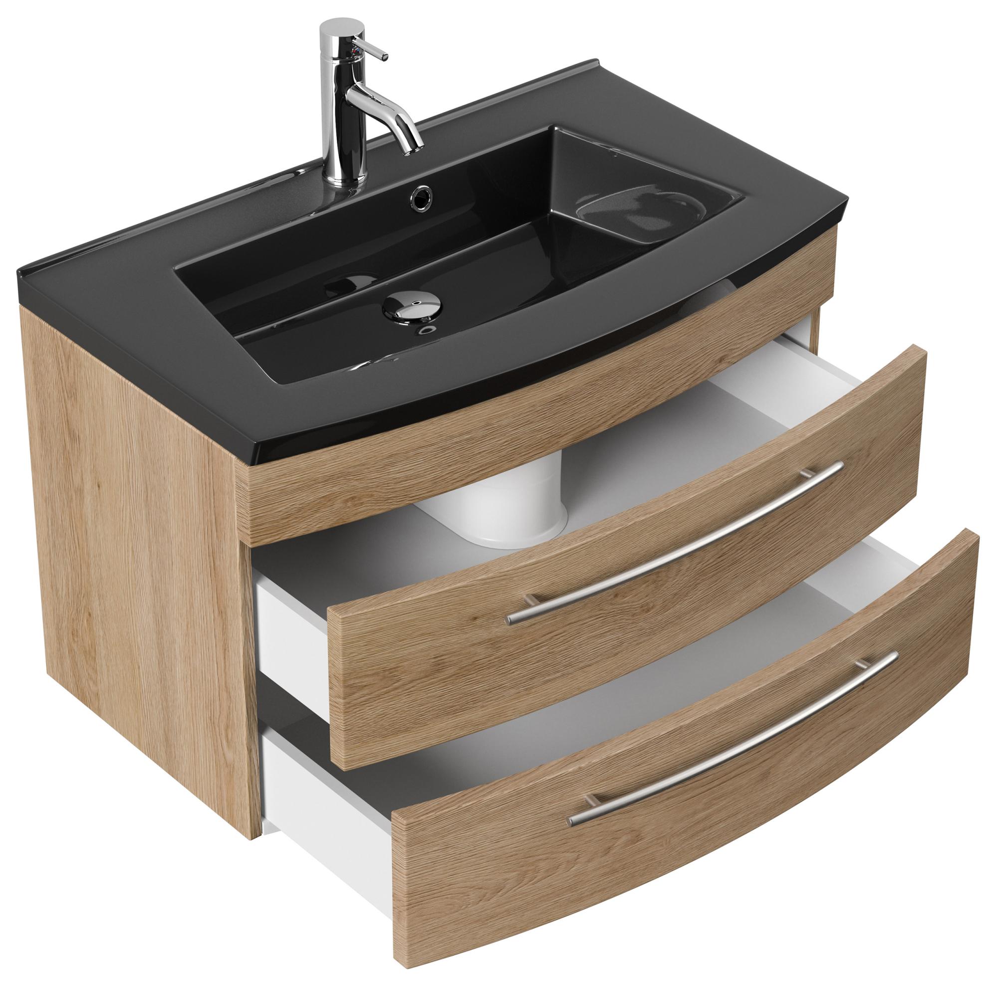 MEUBLE SOUS-VASQUE MEUBLE de salle de bain Fynn 80 cm chêne vert Vicco