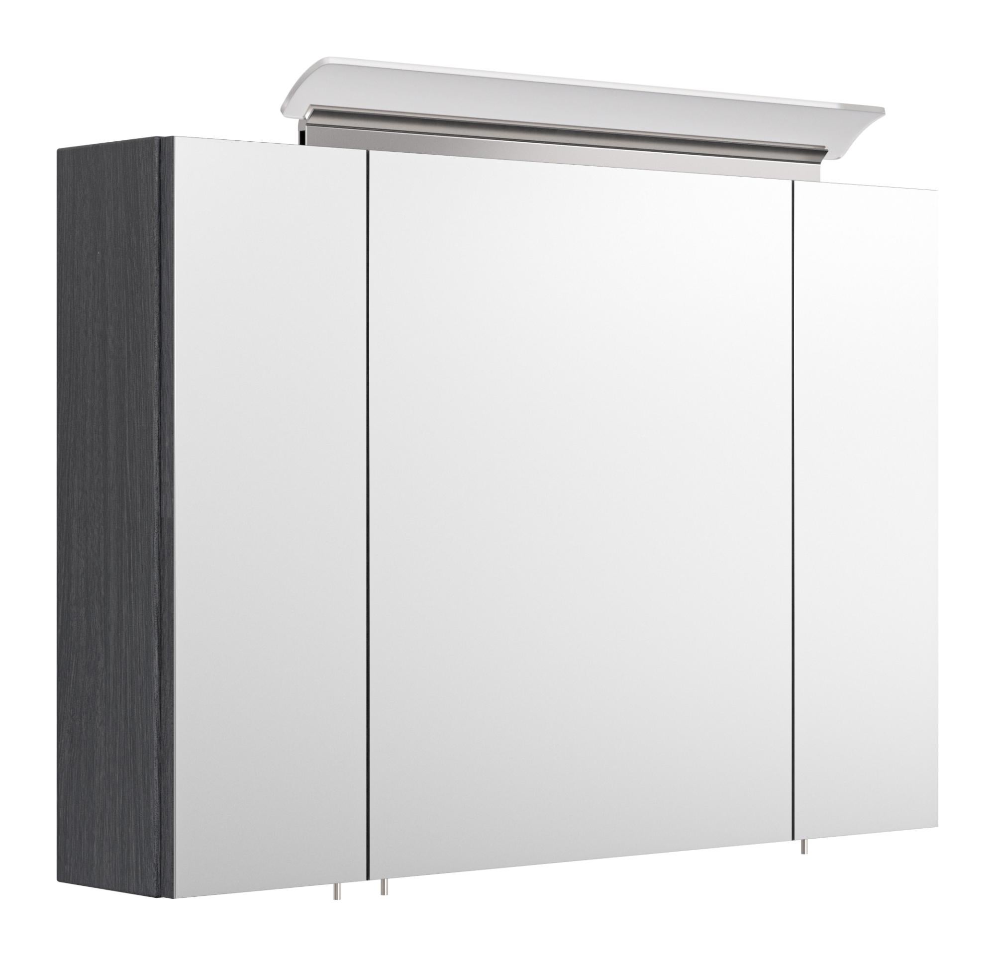Armoire de toilette avec miroirs et Lampe LED acrylique 90cm Charbon