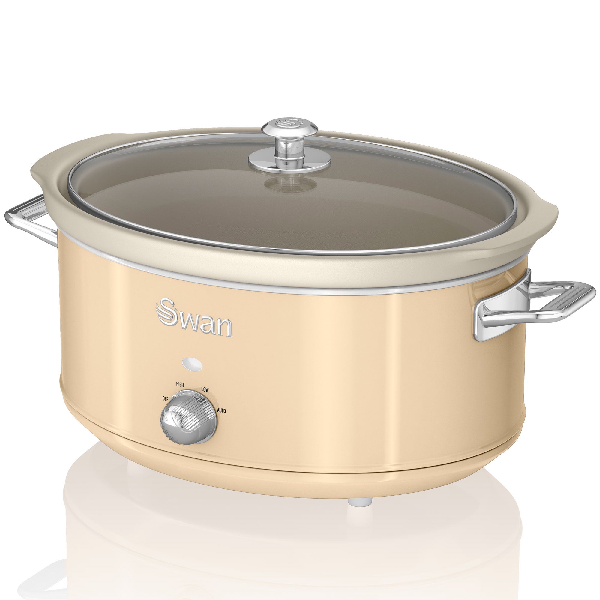 Retro Slow Cooker 6,5L Pentola Rimovibile in Ceramica Antiaderente senza  PFOA SWAN Crema 320 SF17031CNEU