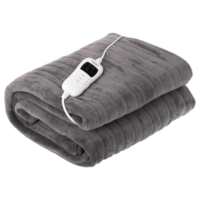Manta Térmica Eléctrica Grande Medidas 160 x 180cm, 7 Niveles Temperatura, Tejido Polar Lavable, Camry, Gris, 120, CR7434