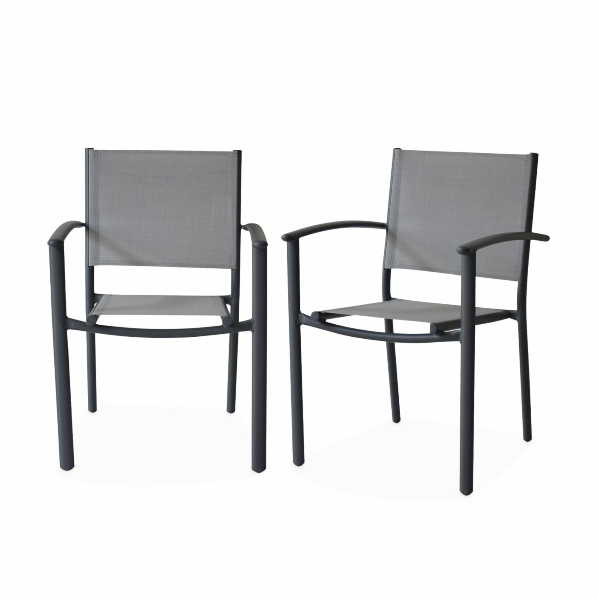 Lot De 2 Fauteuils Jardin Inclinables IDMarket - Gris Anthracite, Textilène, 3 Positions Dont Zéro Gravité