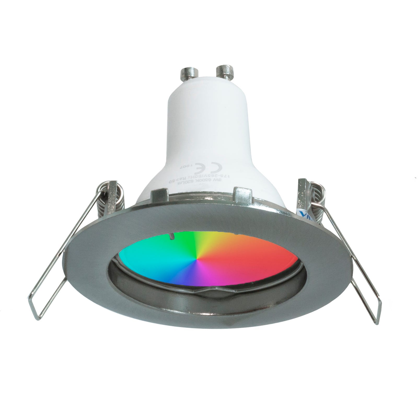 Faretto LED 6W multicolore incasso 6cm tondo bianco silver GU10 effetti  luce colorata 230V LUCE RGBW 6000K SILVER