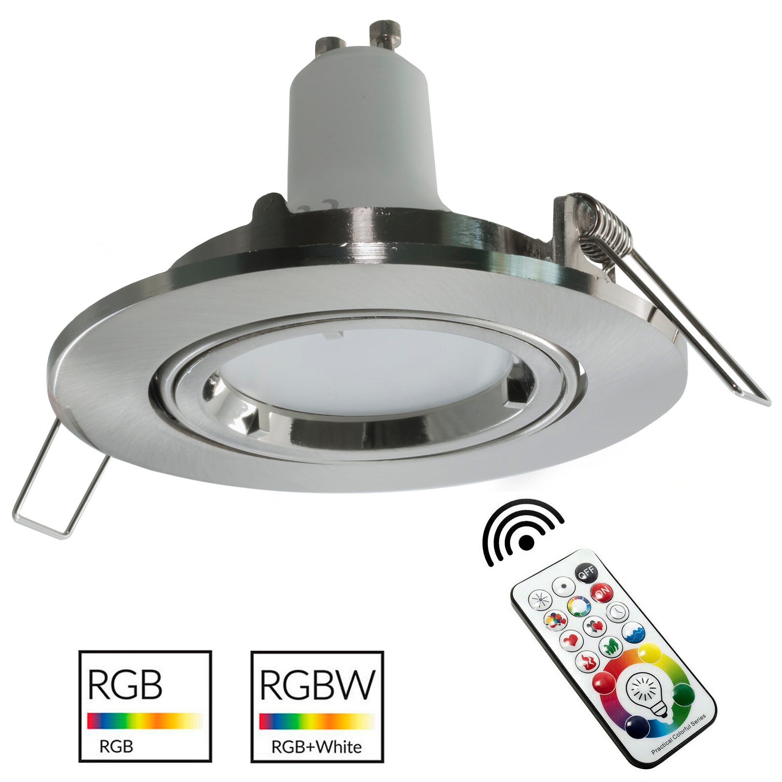 Faretto Incasso Tondo Silver Cm Lampada Led Gu Cromoterapia Interni Luce Rgbw Leroy Merlin