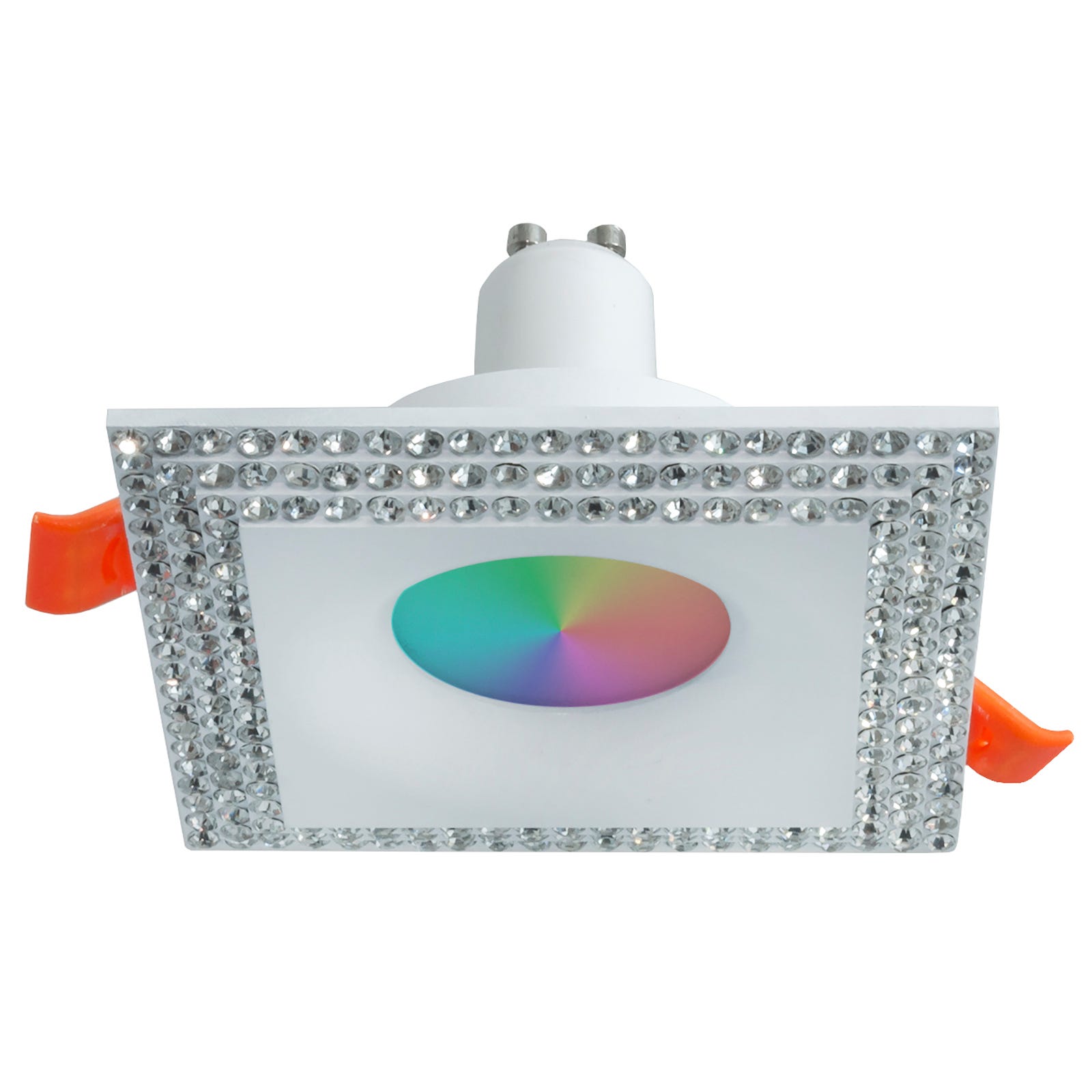 Spot encastré carré trou 65mm paillettes lampe LED RGB GU10 lumière colorée  plafond disco bar boutique 230V BLANC RGBW + 3000K