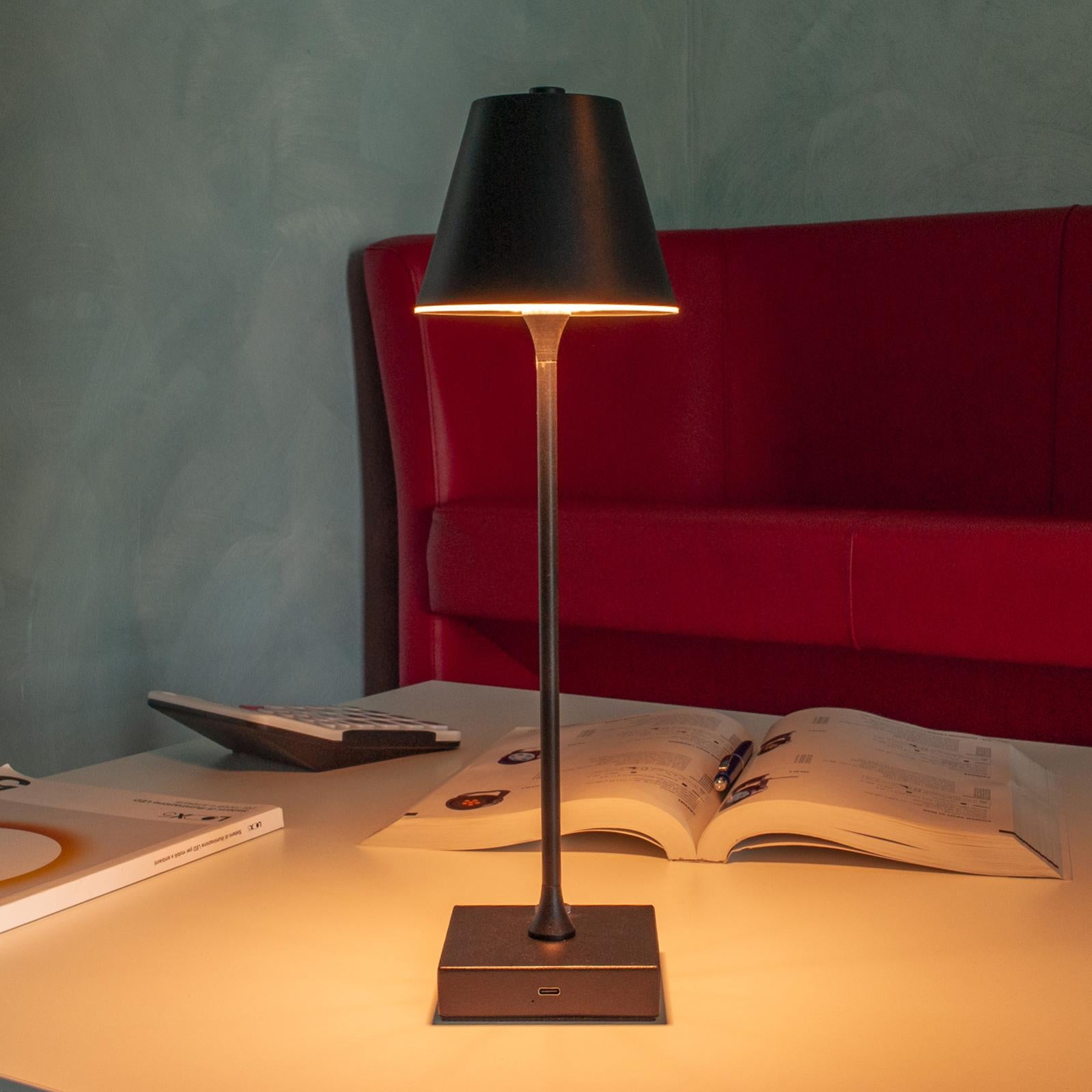 Lampada Da Tavolo LED Elitlife 6000 MAh Ricaricabile - Wireless, Dimmerabile, 2700K-6500K, Verde Con Paralume Plissettato