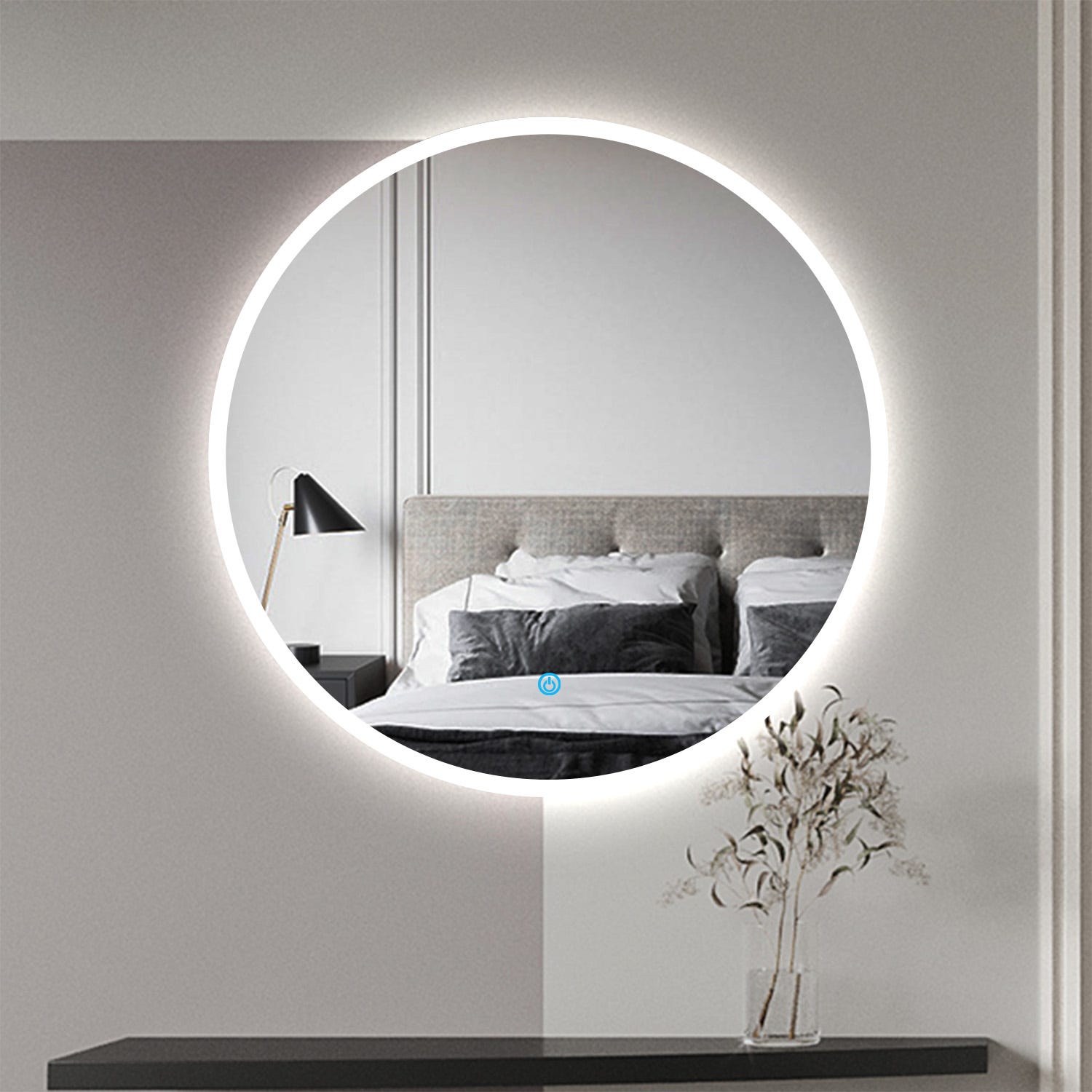 80cm Specchio da Bagno Rotondo, per Bagno, specchio LED con funzione  anti-appannamento, interruttore touch, Bianco Freddo 6000K