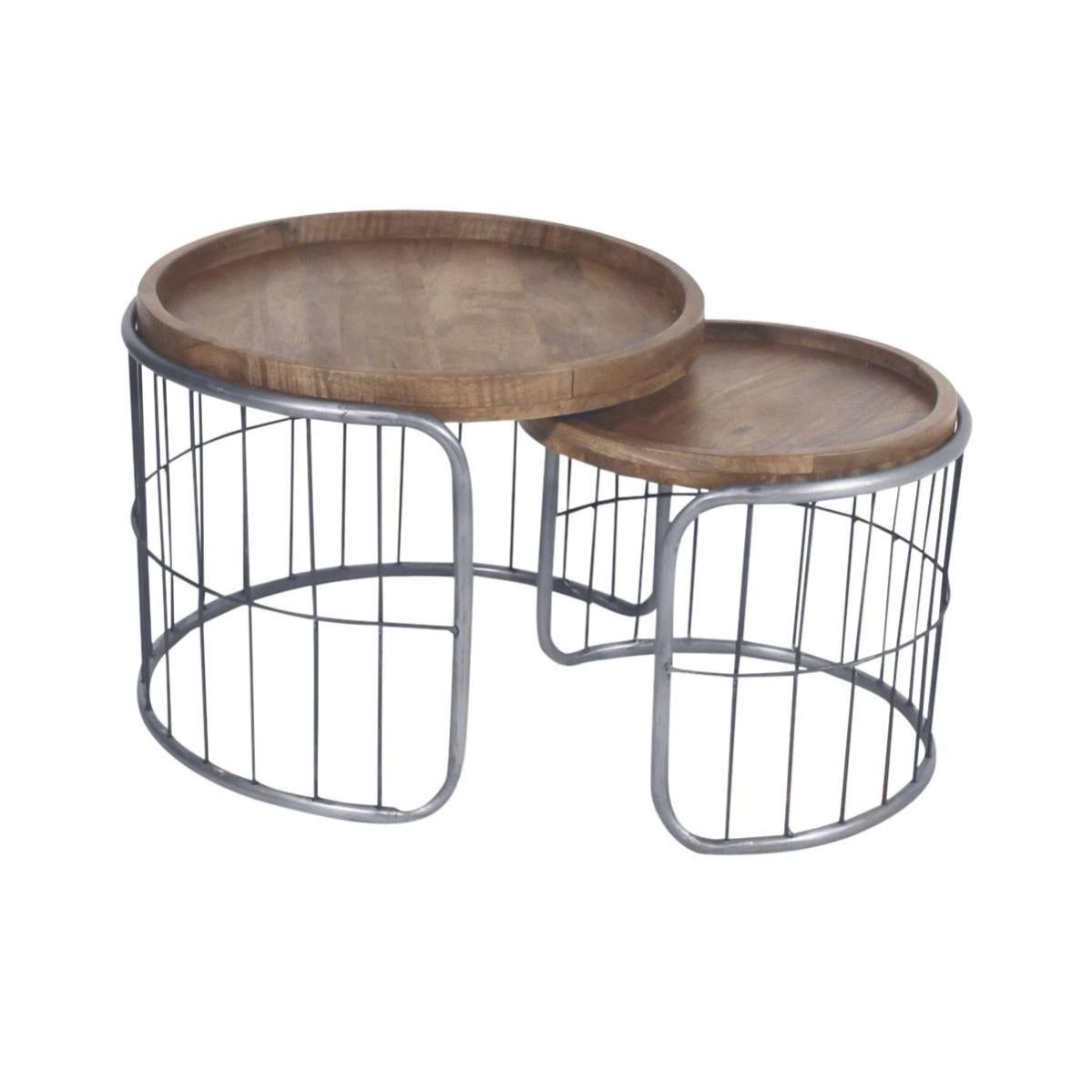 Table basse gigogne industrielle en métal gris Chiara Leroy Merlin