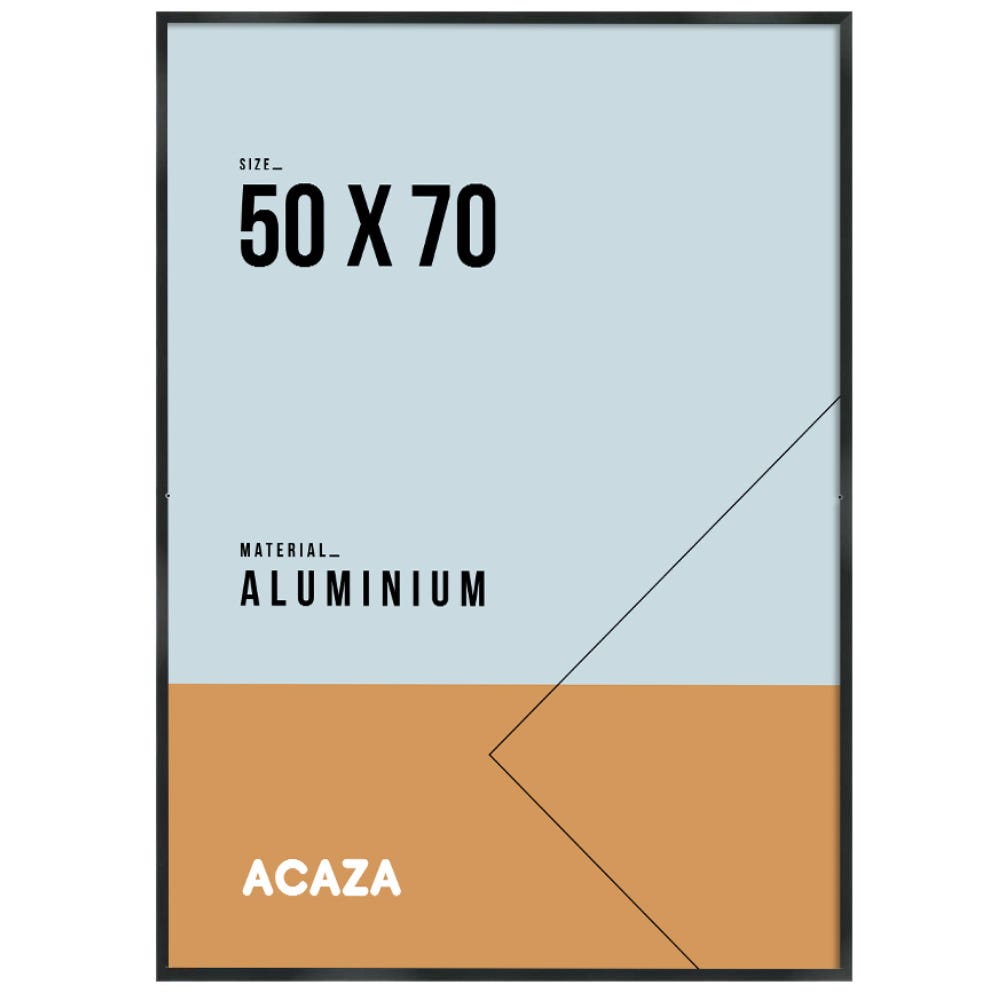 ACAZA Cadre photo solide, 50 cm x 70 cm, Aluminium, Plexiglas, Bordure  noire