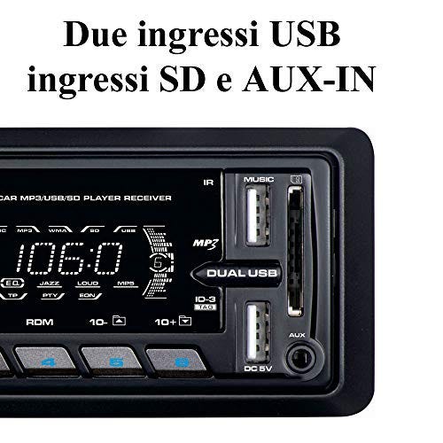 Autoradio RDS FM Majestic DAB-442 BT Bluetooth, Double USB, entrée SD /  AUX-in, 180W (45 W x 4 canaux), Noir