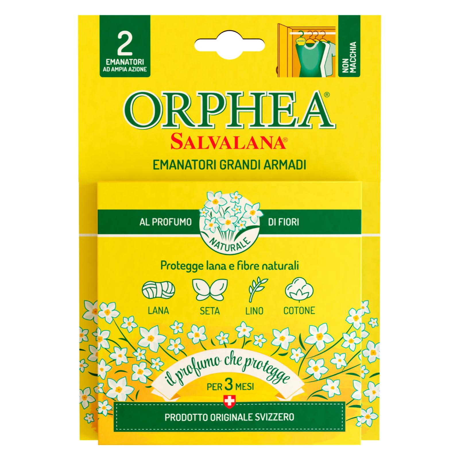 4x Orphea Salvalana Emanatori Grand Armadi Protegge Lana e Fibre Naturali Profumo  di Fiori