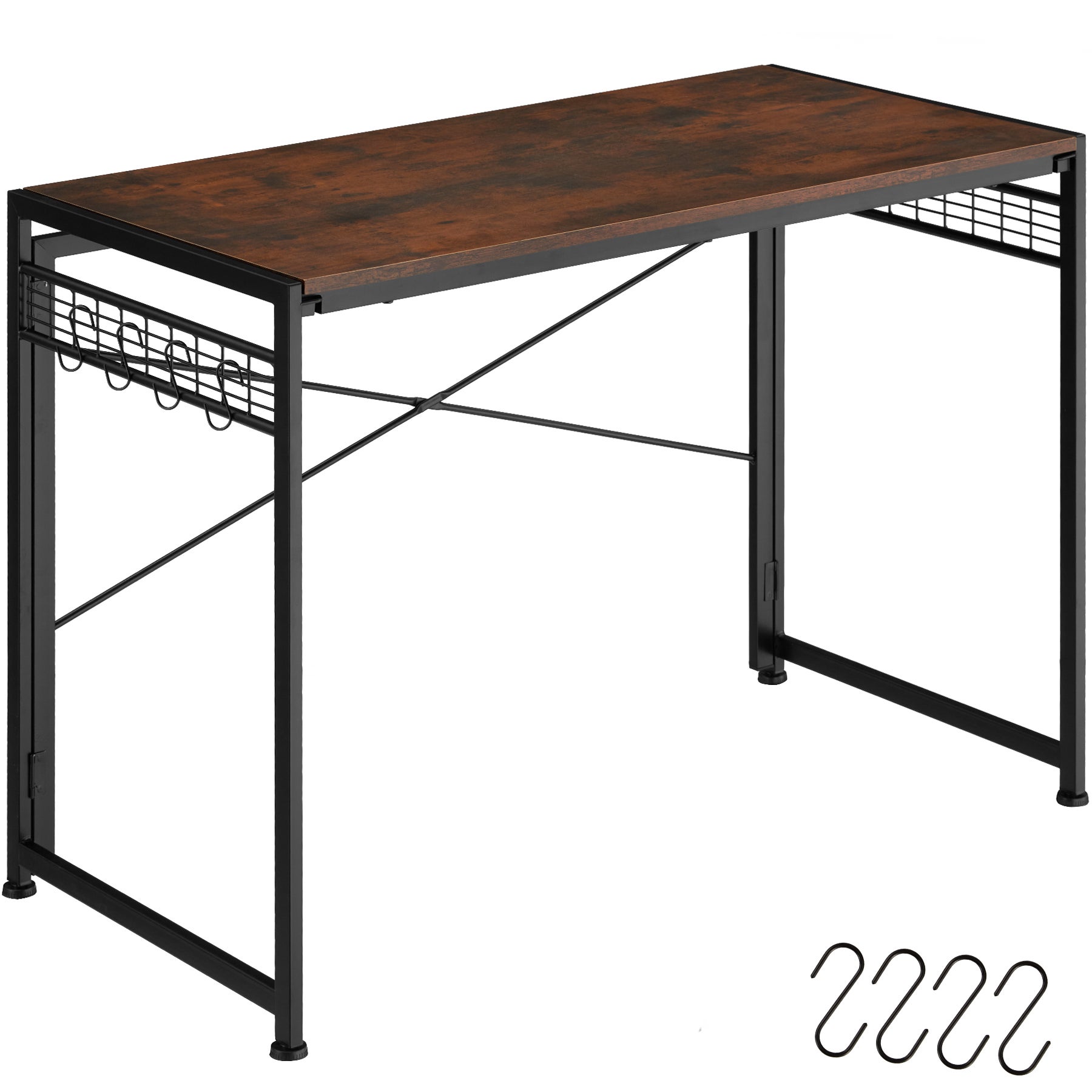 Mesa de escritorio de mdf plegable acacia, negro de 75x100x45cm