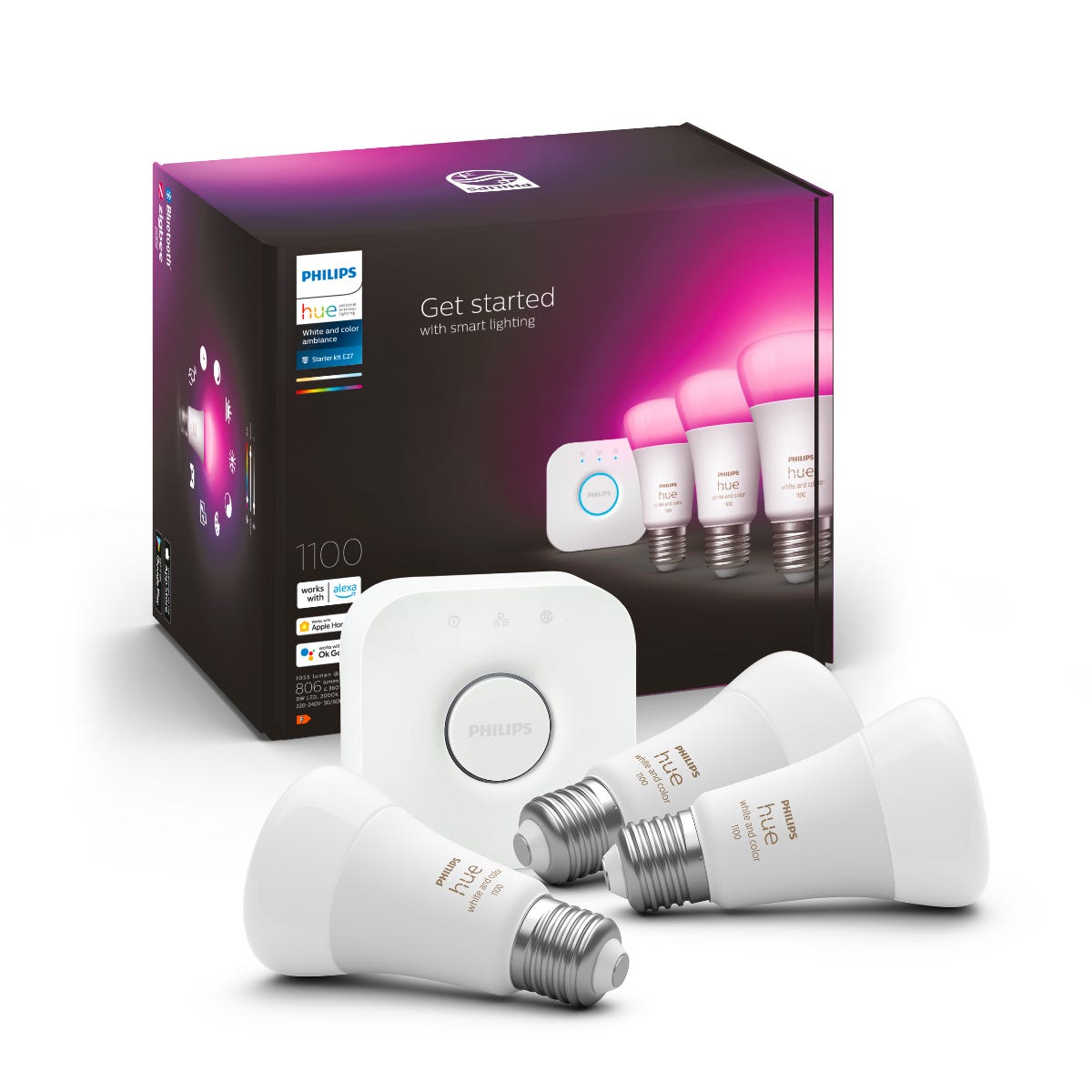 Philips Hue White & Color Ambiance Kit de démarrage E27 9 W Bluetooth -  Ampoule connectée - Garantie 3 ans LDLC