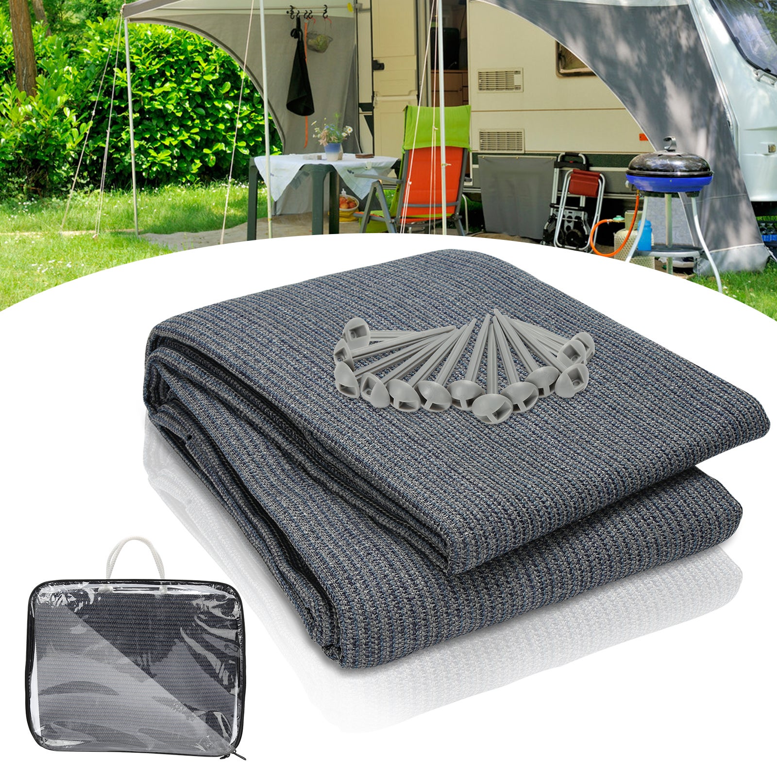 Auvent tapis étanche camping tapis tente sol extérieur tente bâche  pique-nique couverture caravane 250x300CM