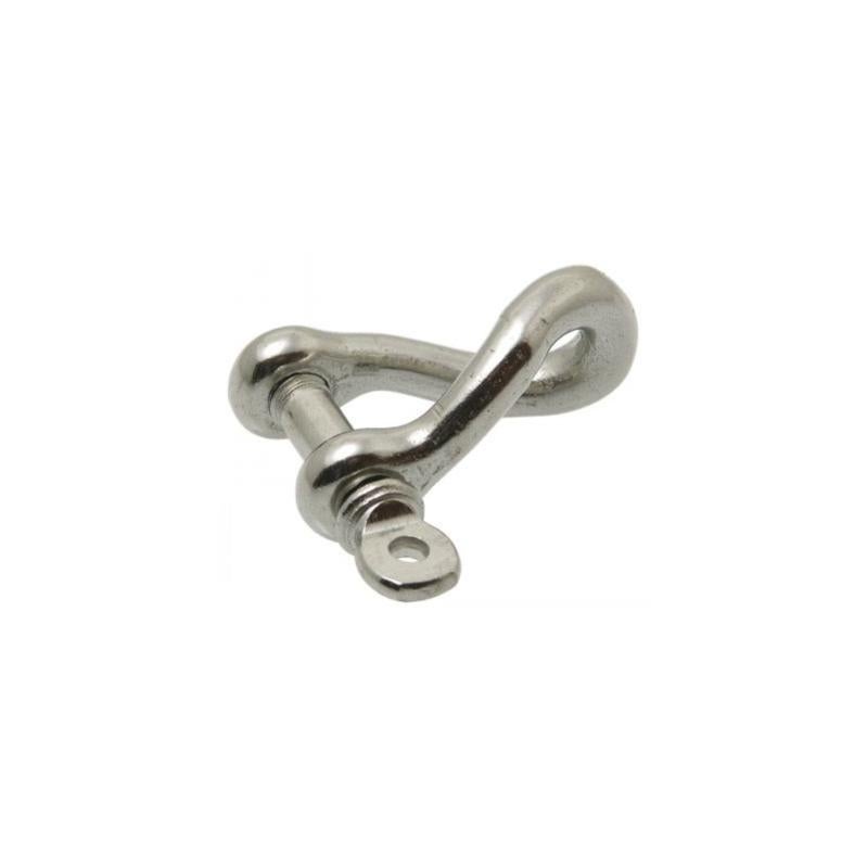 Manille Acier Inoxydable 90° - 6mm V4A - Charge 335kg - Forme Torsadée - Usage Maritime, Levage, Construction