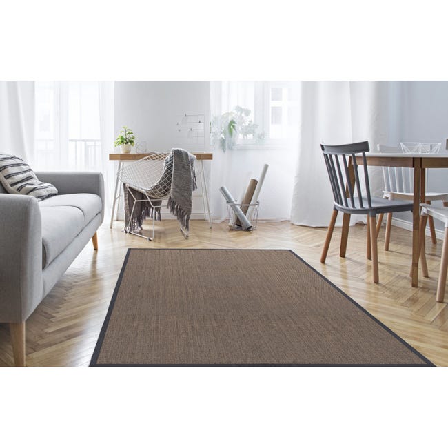 Alfombra Deblon con Ribete, alfombra de PVC antideslizante y resistente Marrón Oscuro, 140 x 200 cm |
