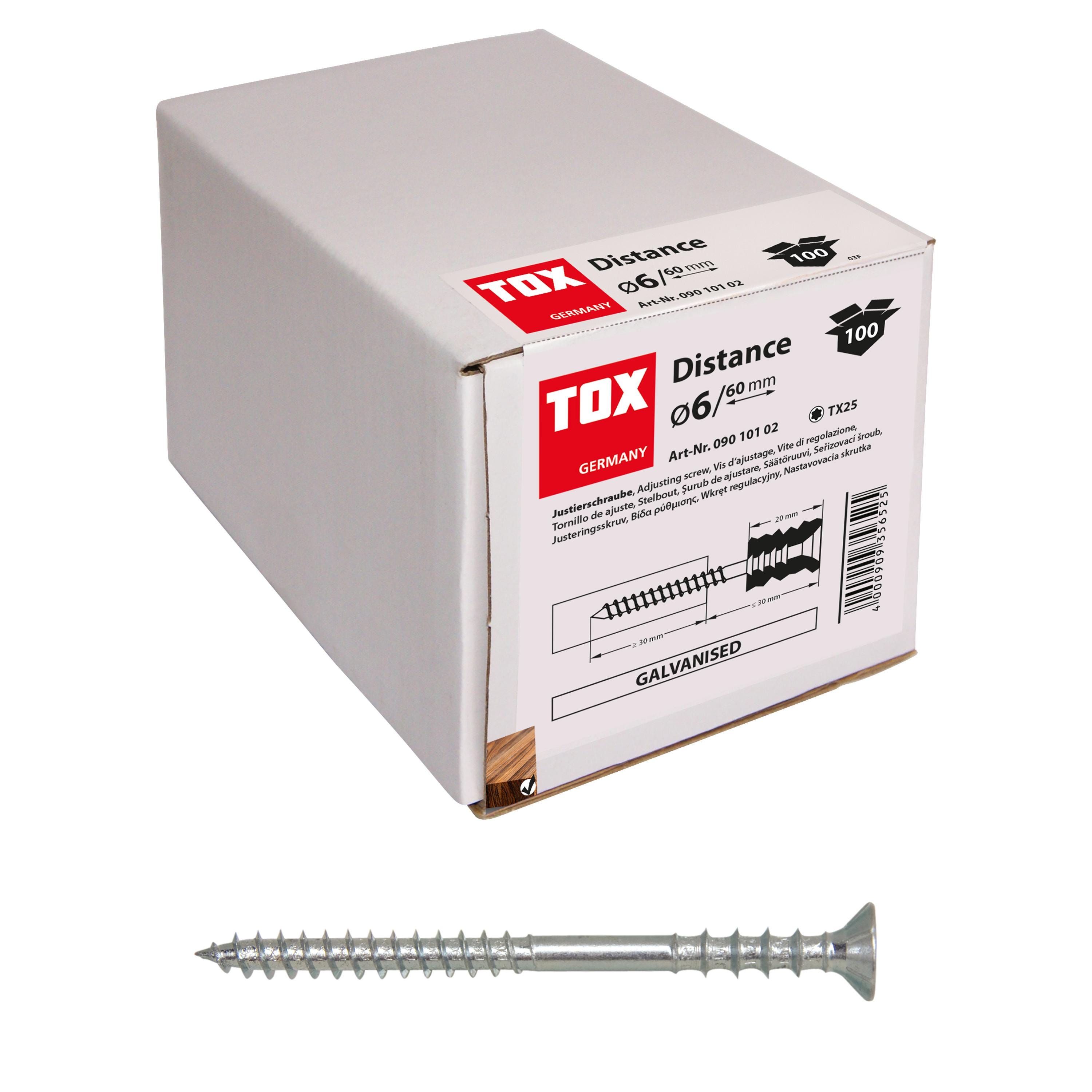 Caja de 100 tornillos distanciadores JS-S Distance (6/100) Tox 09010106