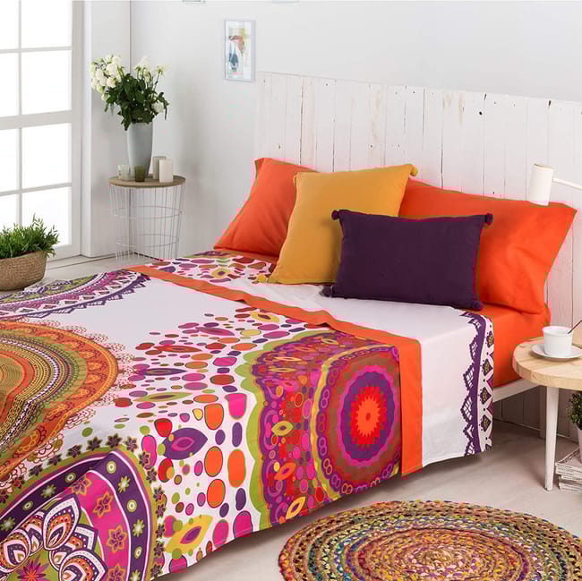 COTTON ARTean Juego de s banas MANDALA percal algod n 180 hilos