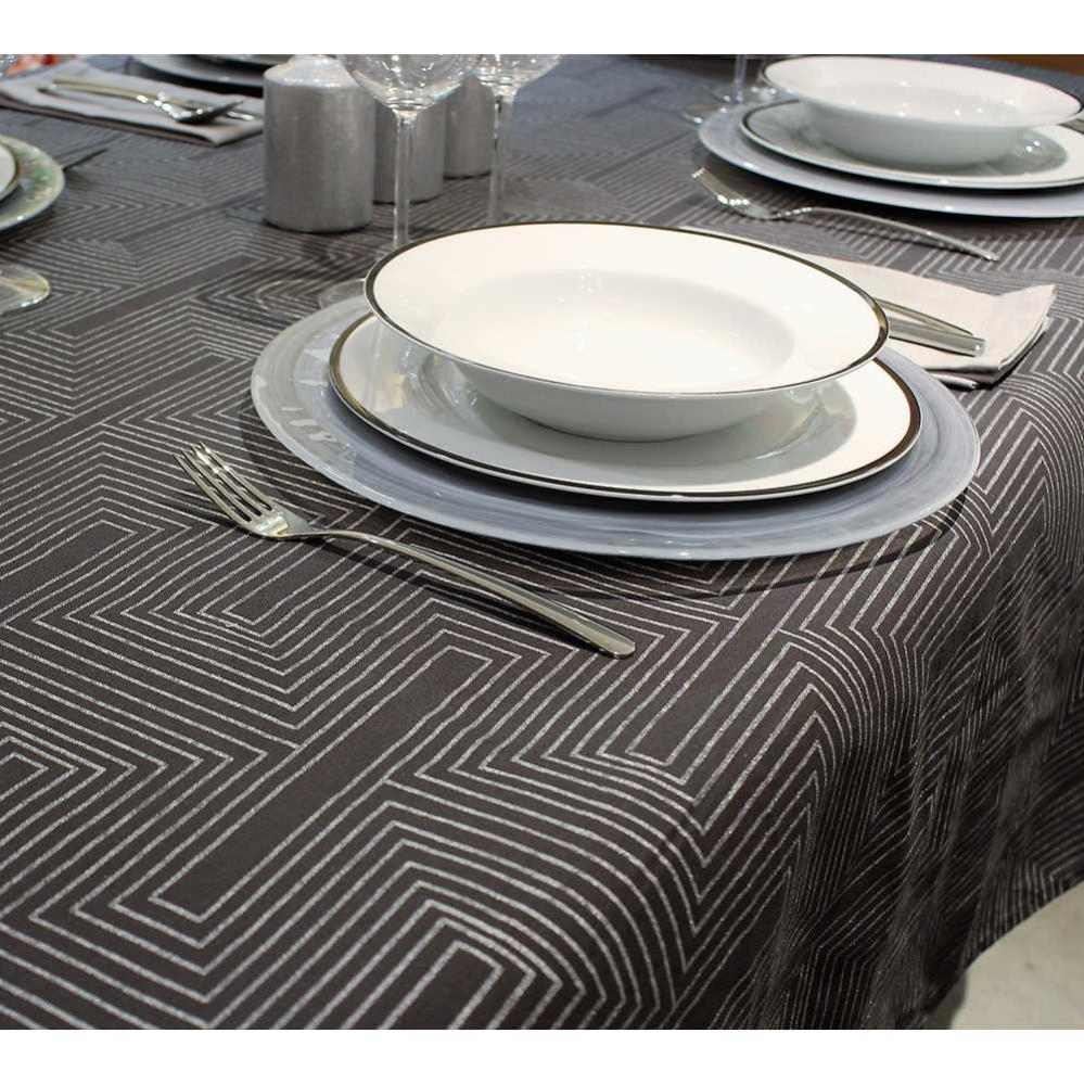 Cotton artean - mantel 150 x 300 art deco color gris oscuro. algodón 100%. sin servilletas.