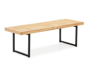 Banc industriel bois massif et métal noir L145 cm EDGE - Miliboo