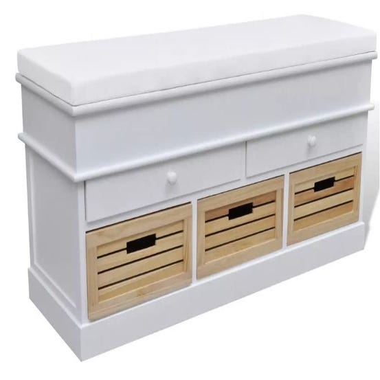Banc de stockage 2 tiroirs 108,9x41,7x46,1cm Blanc chêne artisanal