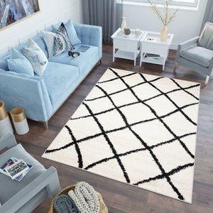 Paco-Home - Tapis De Salon Poils Longs Shaggy Motif Losanges