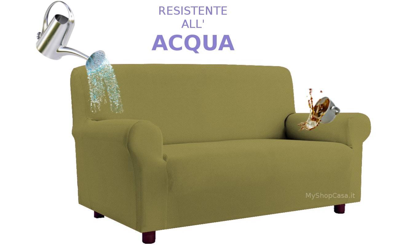 Copridivano Elasticizzato Jacquard 4 Posti, Made In Italy, Colore Blu, Vestibilità Morbida
