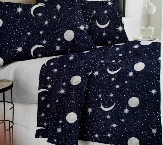 Completo Letto Matrimoniale cielo stellato moon BLU notte | Leroy