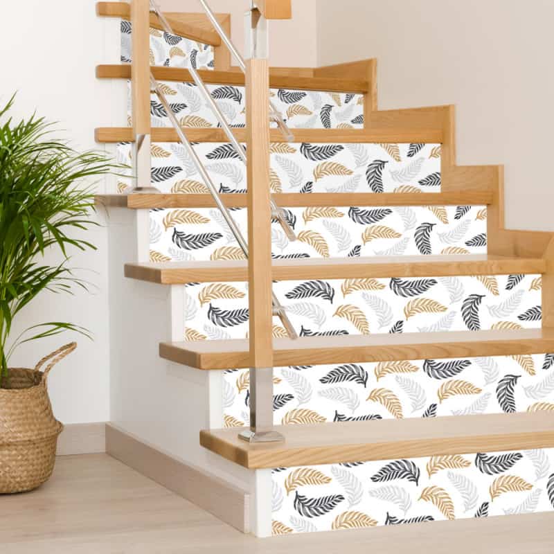 Contremarches d'escalier autocollantes - Motif Blanc Mat 1m - Adhésif