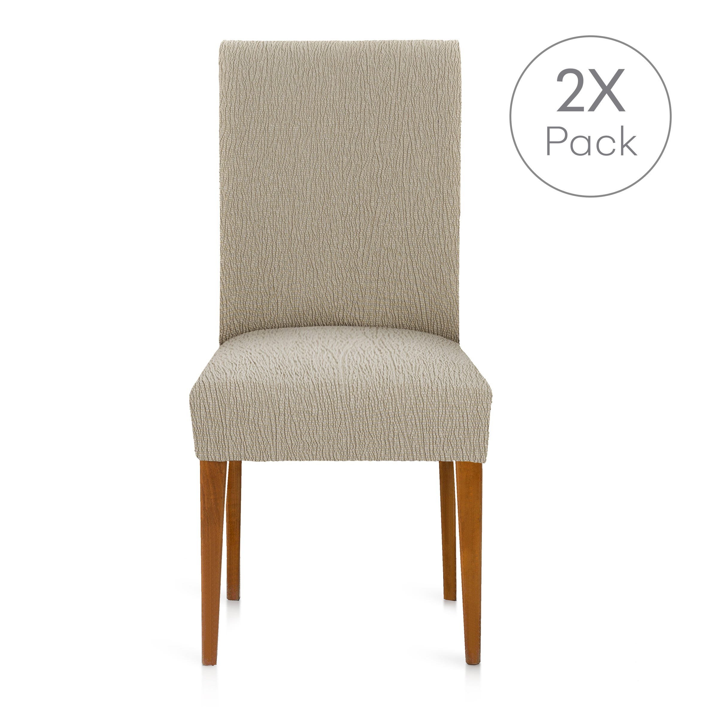 Pack 2 fundas de silla Troya con respaldo elástica visón 40 - 55 cm