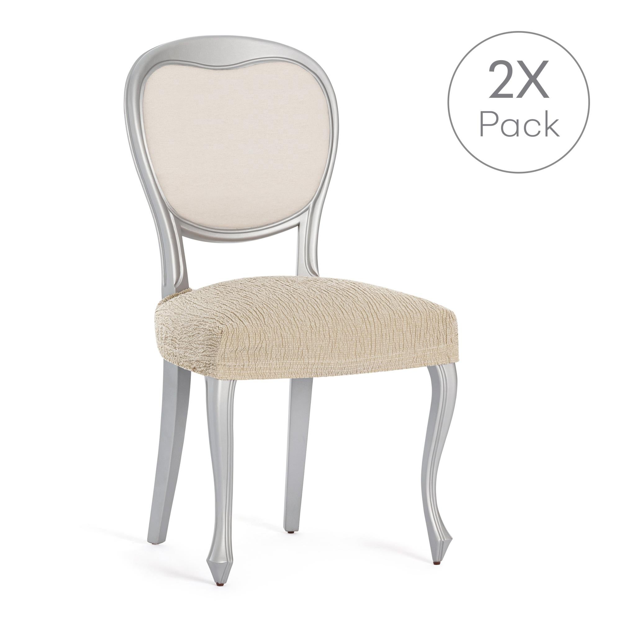 Housses De Chaise Bi-élastiques Eysa Cora – Pack De 2 – Coton/polyester – écru – Dimensions 32x21x4 Cm