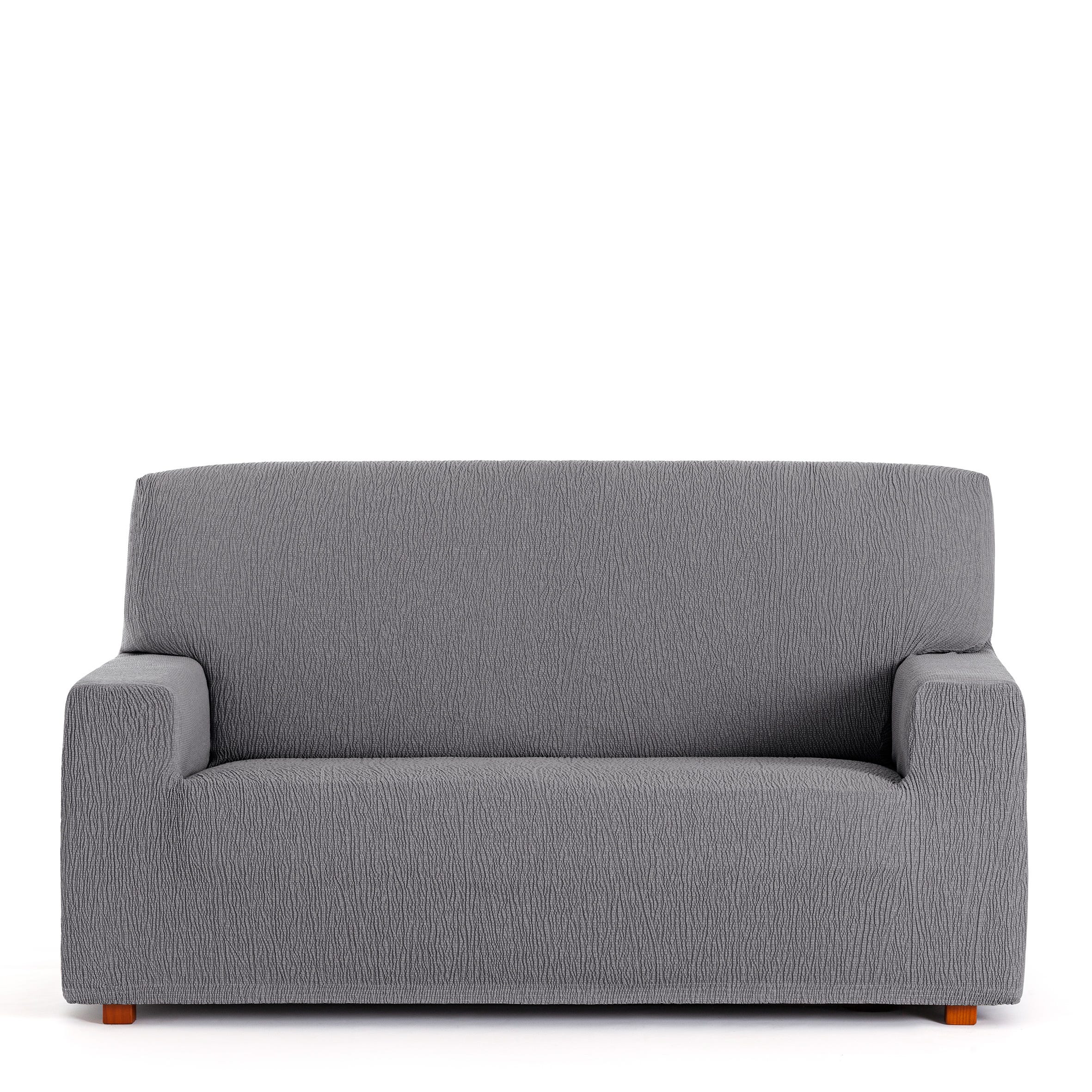 Funda de sofá Troya 4 plazas elástica gris 210 - 240 cm