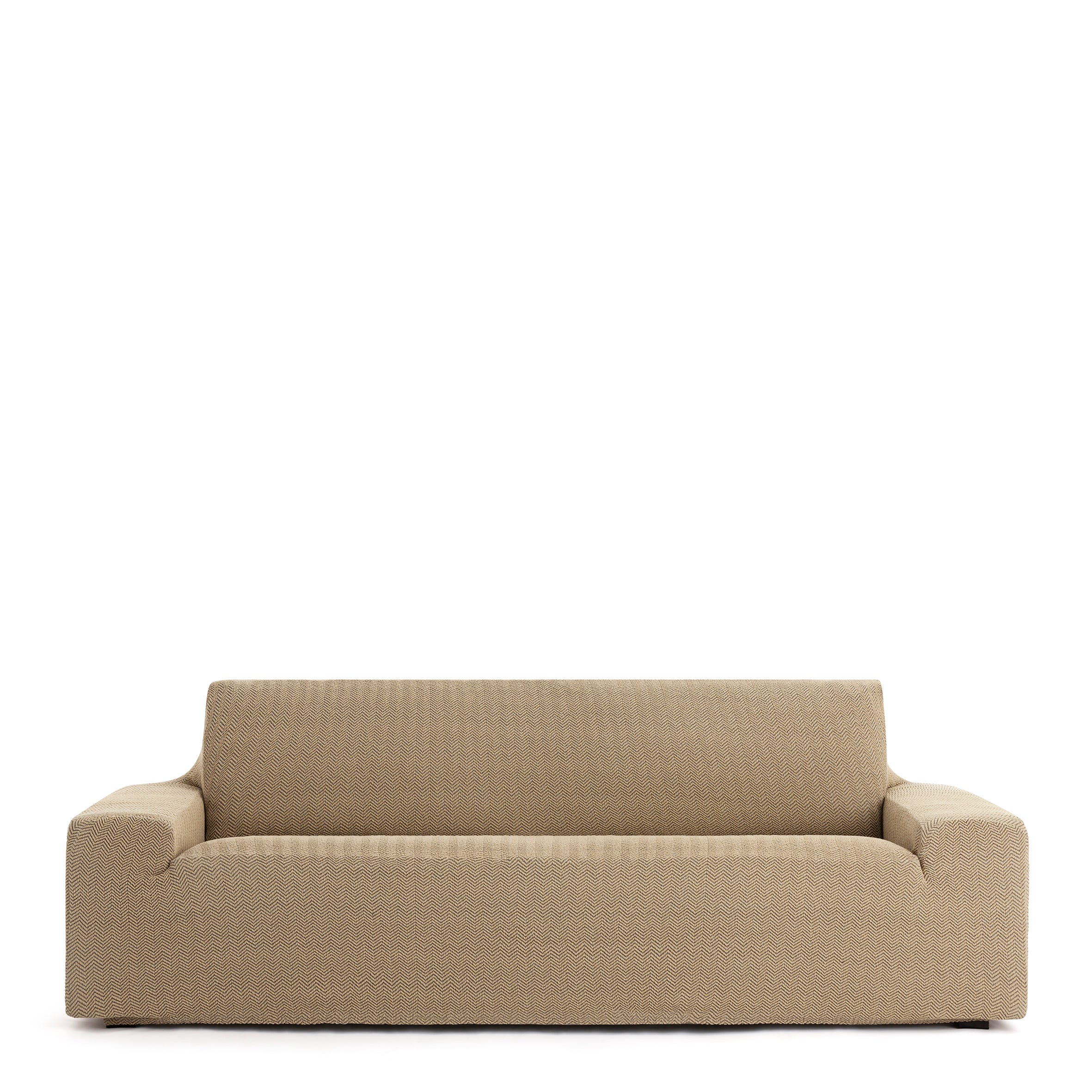 Funda de sofá Jaz 4 plazas bielástica beige 210 - 290 cm