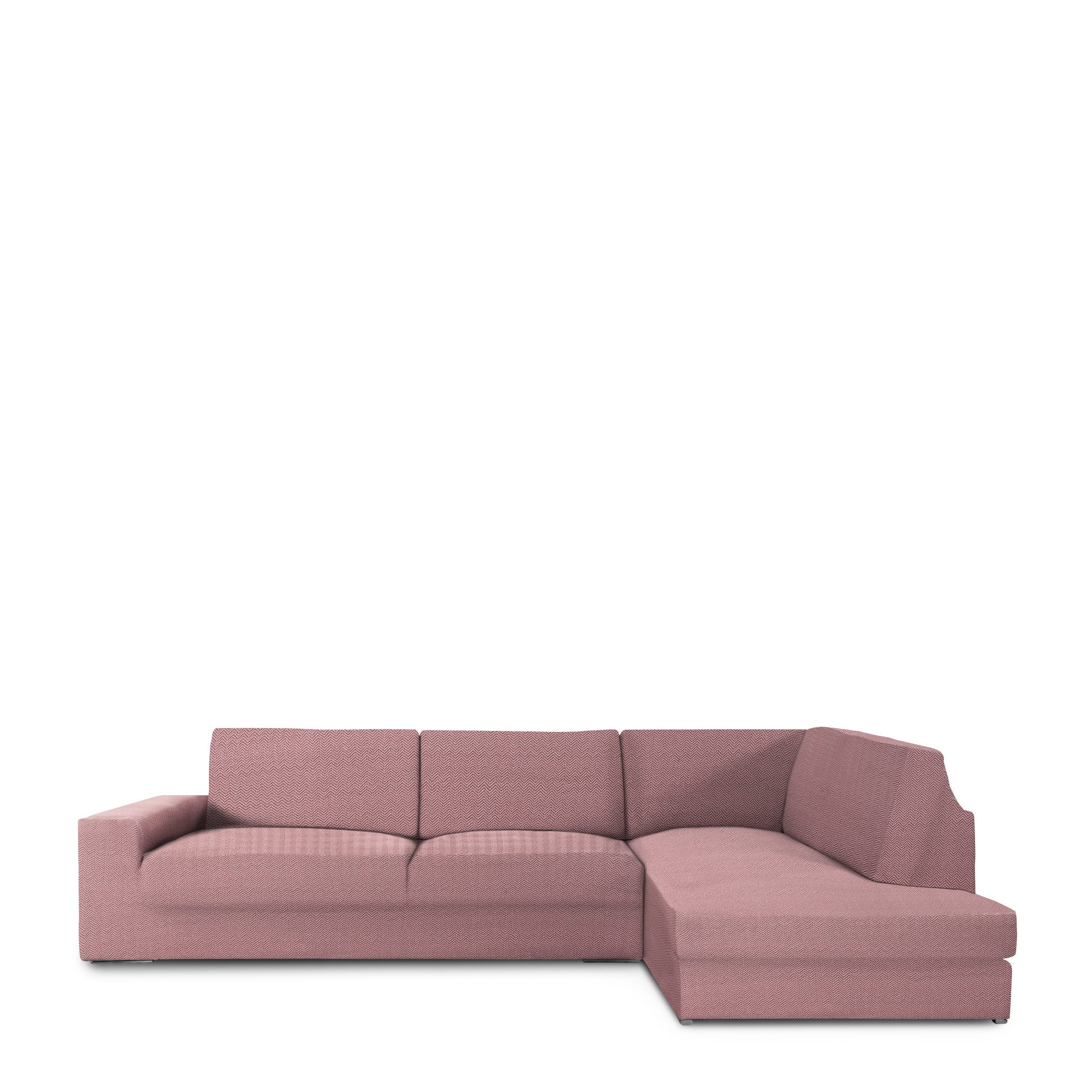 Copridivano Jaz per divano ad angolo con schienale destro rosa 350 - 500 cm