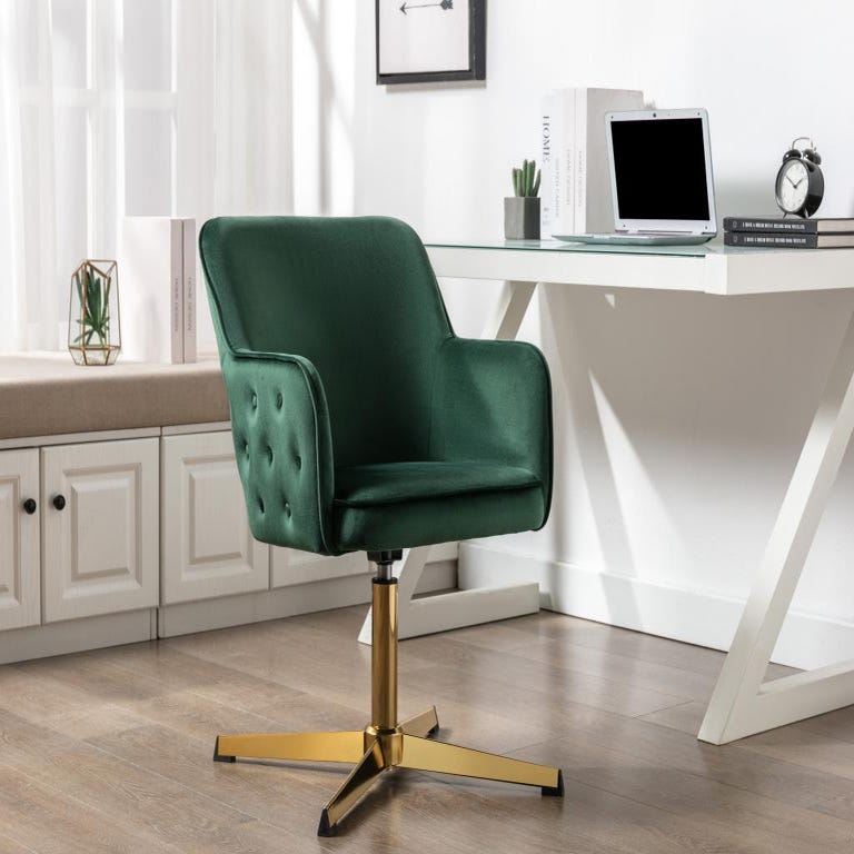 Chaise de bureau - Velours - Vert - CAPULI