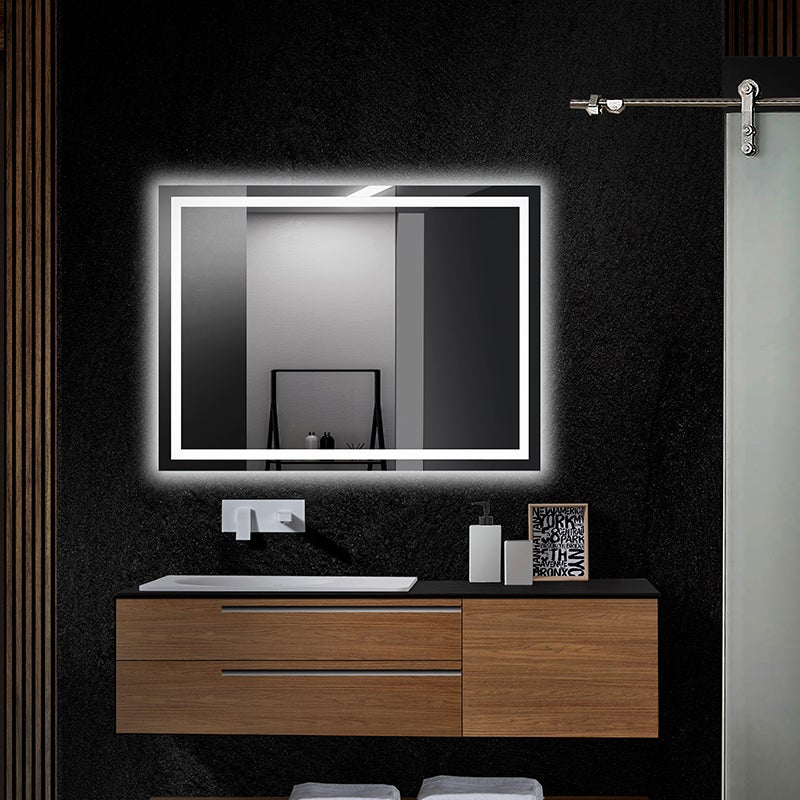 Specchio Da Bagno A Led Quadrato Frontale Equal X Cristaled