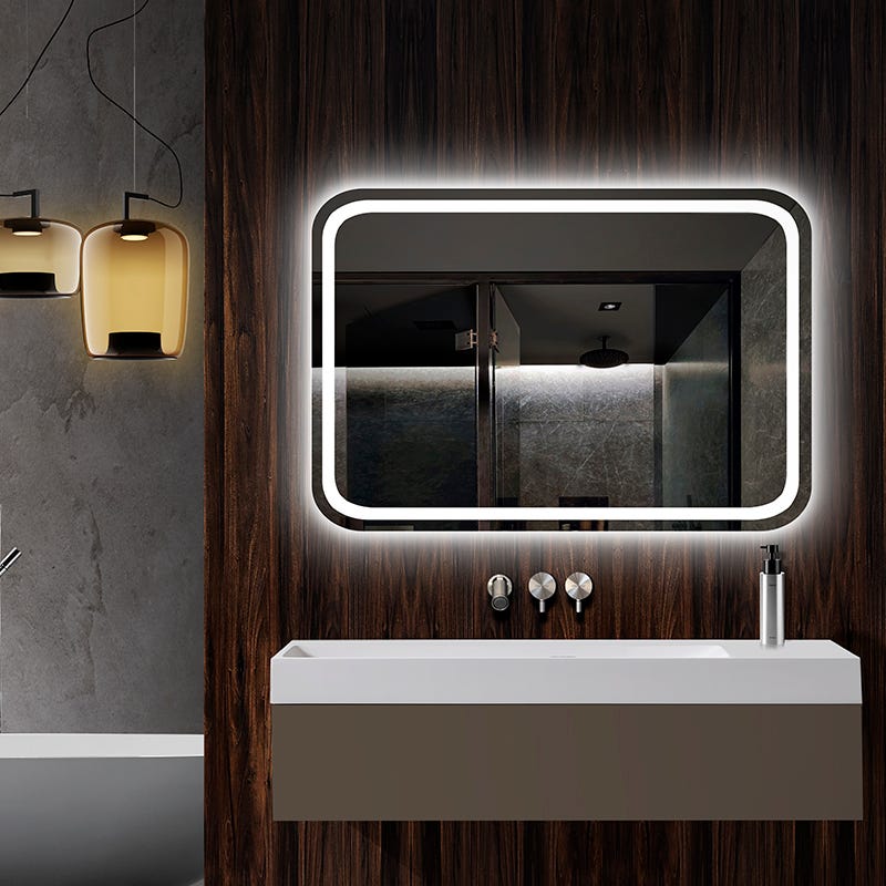 Specchio da bagno quadrato a LED retroilluminato MAGNA 70x80 - CRISTALED