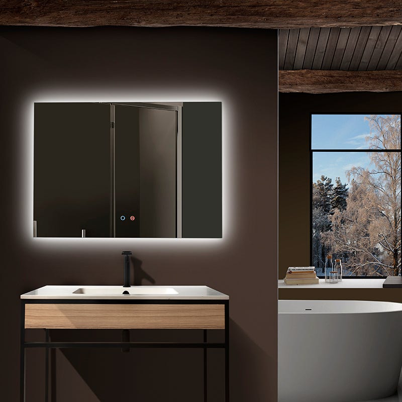 Specchio da bagno quadrato a LED retroilluminato MAGNA 70x80 - CRISTALED