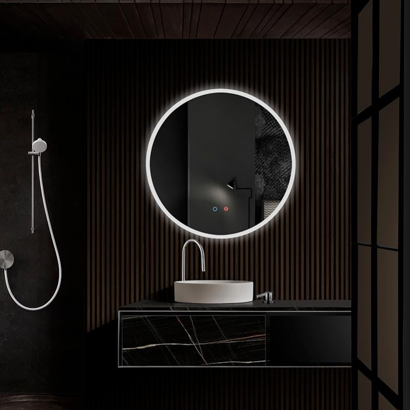 MICE COLLECTION CRISTALED Specchio Rotondo Retroilluminato LED Beta – Luce Fredda 5500K – Doppio Sensore E Anti-appannamento – Diametro 70cm – IP44 - 3