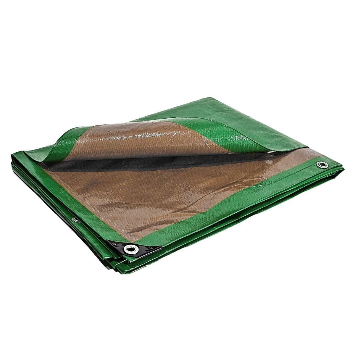 Lona para madera 6x10 m - tecplast 250bo - verde y marrón - máximo rendimiento - lona de protección impermeable para cubrir leña