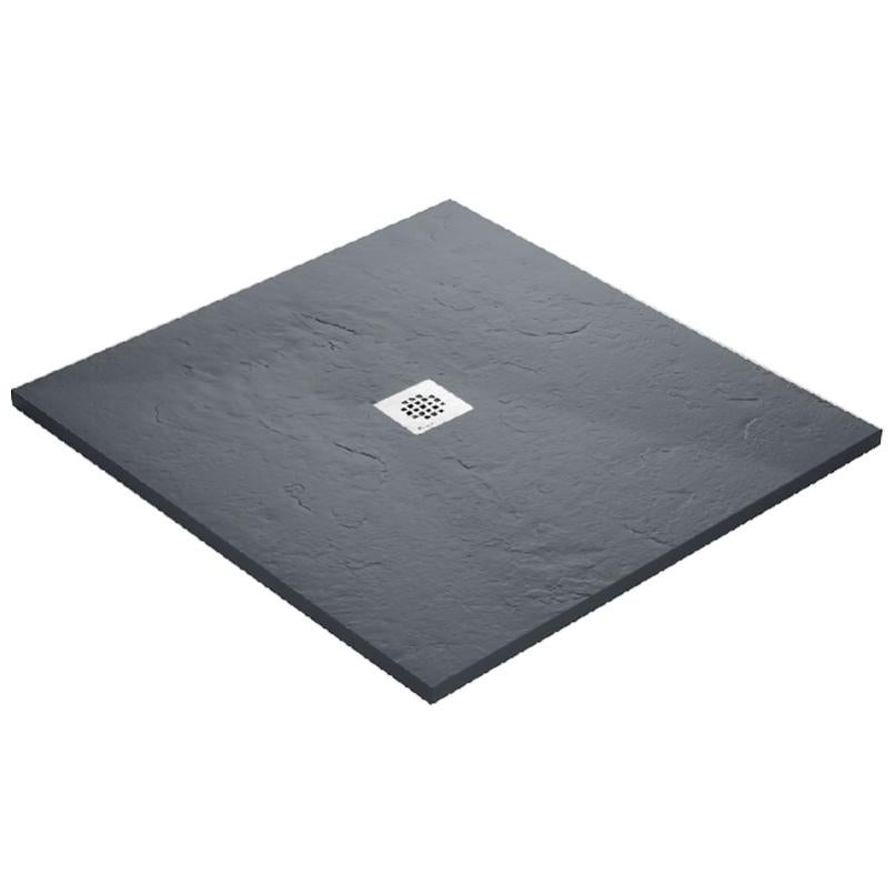 Receveur De Douche Ardoise 200x100cm - Grille Carrée Inox - Antidérapant Classe C - Étanchéité Intégrée